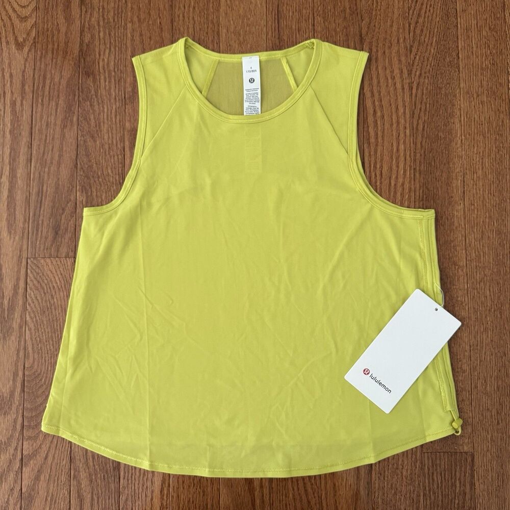 Lululemon Sculpt Cropped Tank Cinch Women’s 4 Yellow Serpentine Quick Dry NWT